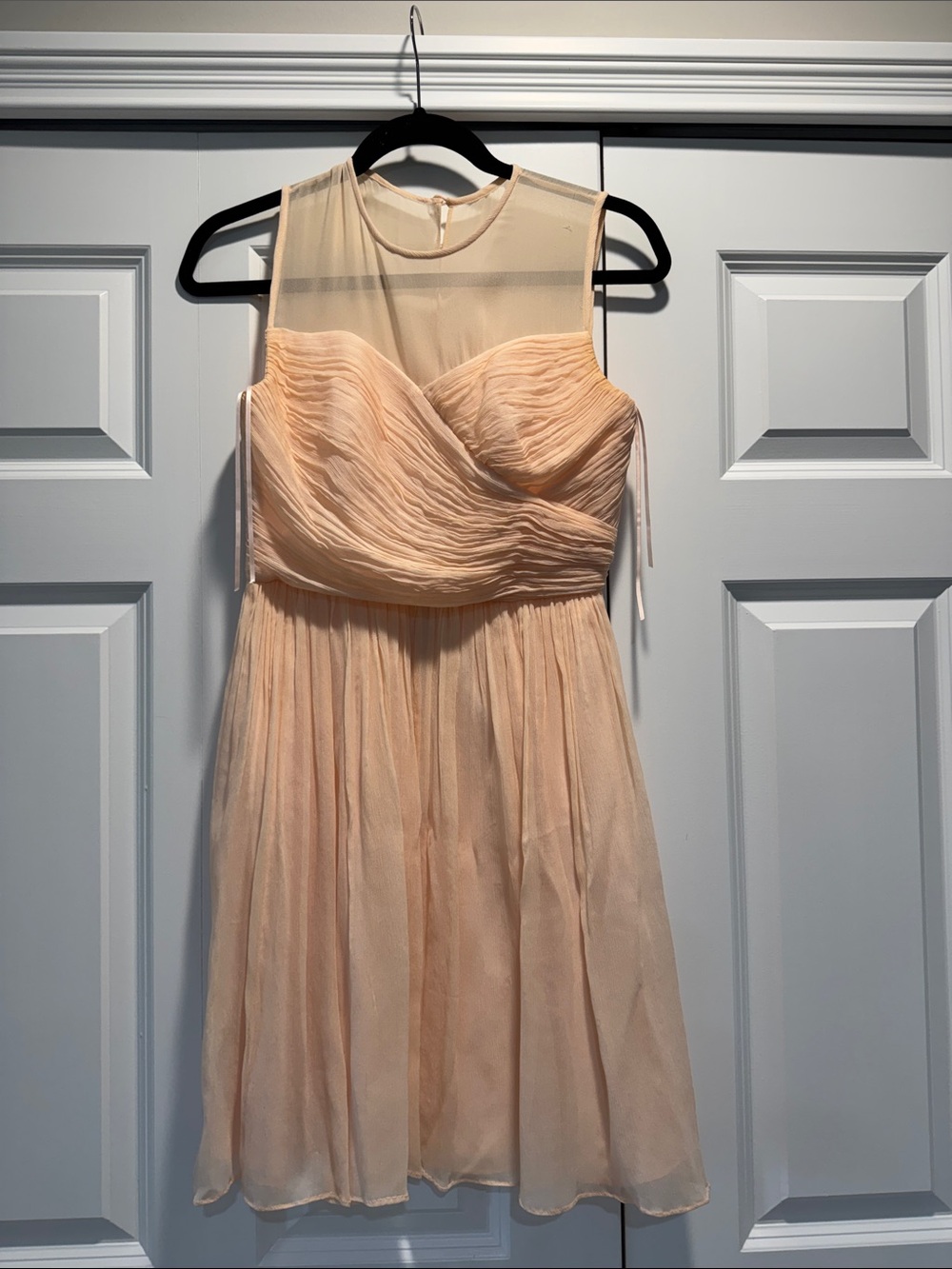 J. Crew Sleeveless Chiffon Dress in Blush Peach